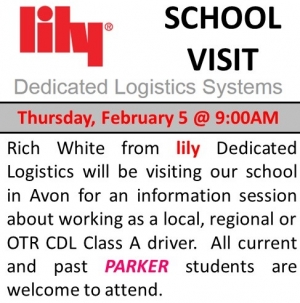 School Visit / Info Session for Class A Drivers - Feb 5 at School in Avon